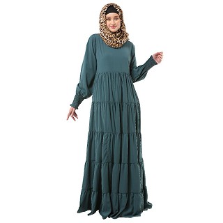 5 frilled abaya- Mist Blue